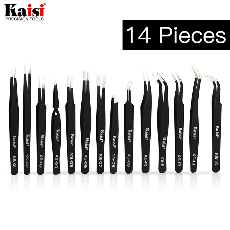 Electronics Repair Center - 14pcs ESD Tweezers set stainless steel