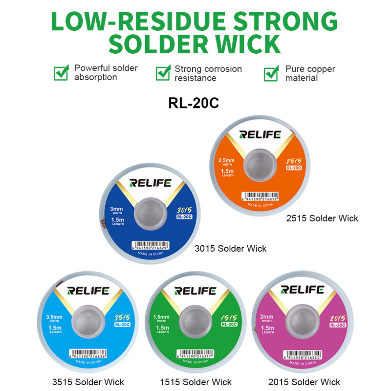 RELIFE RL-20C Soldering Wick f – обзор и цена Solder Wick Braid