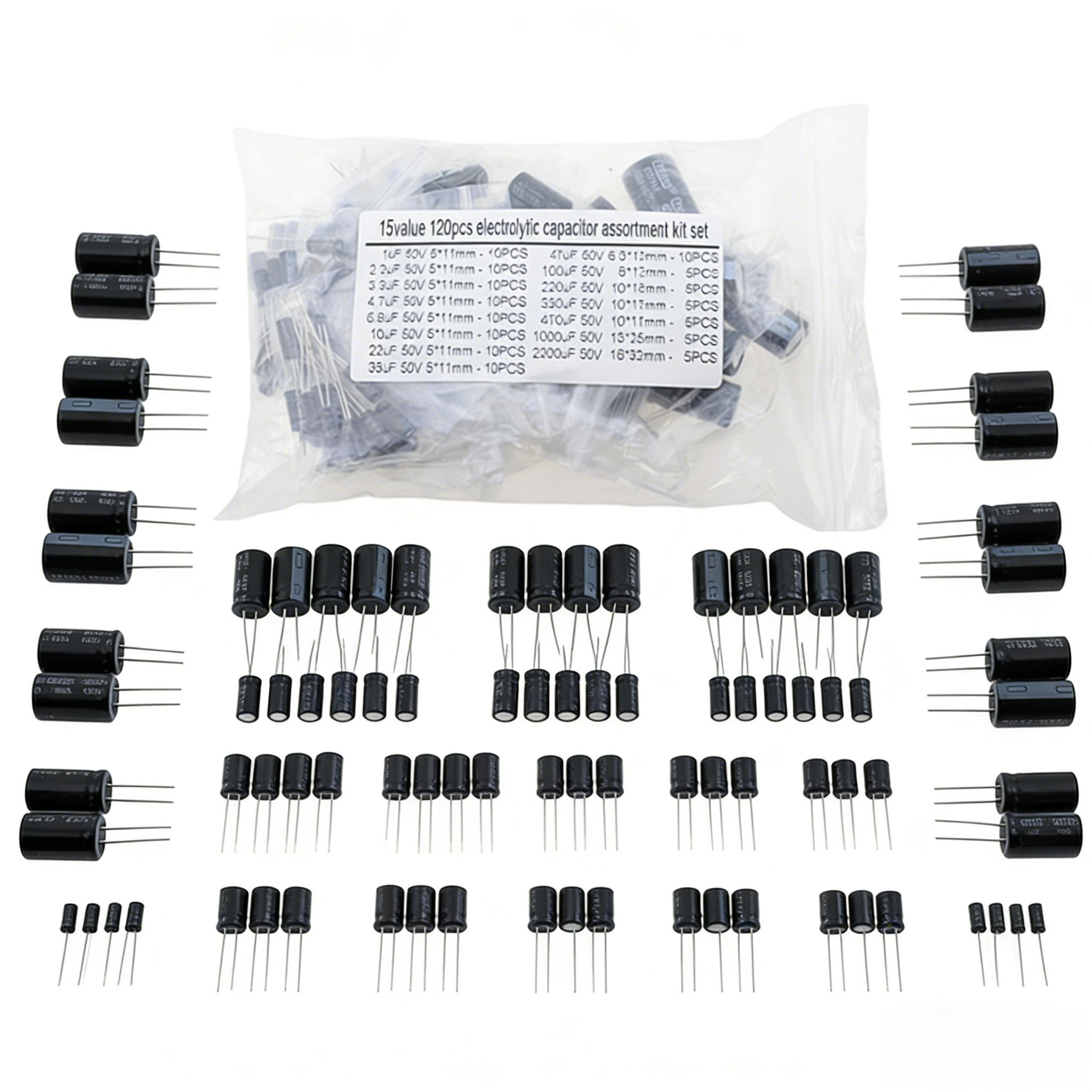 120PCS 15 Values Aluminum Elec – обзор и цена Electronics Repair Hobby