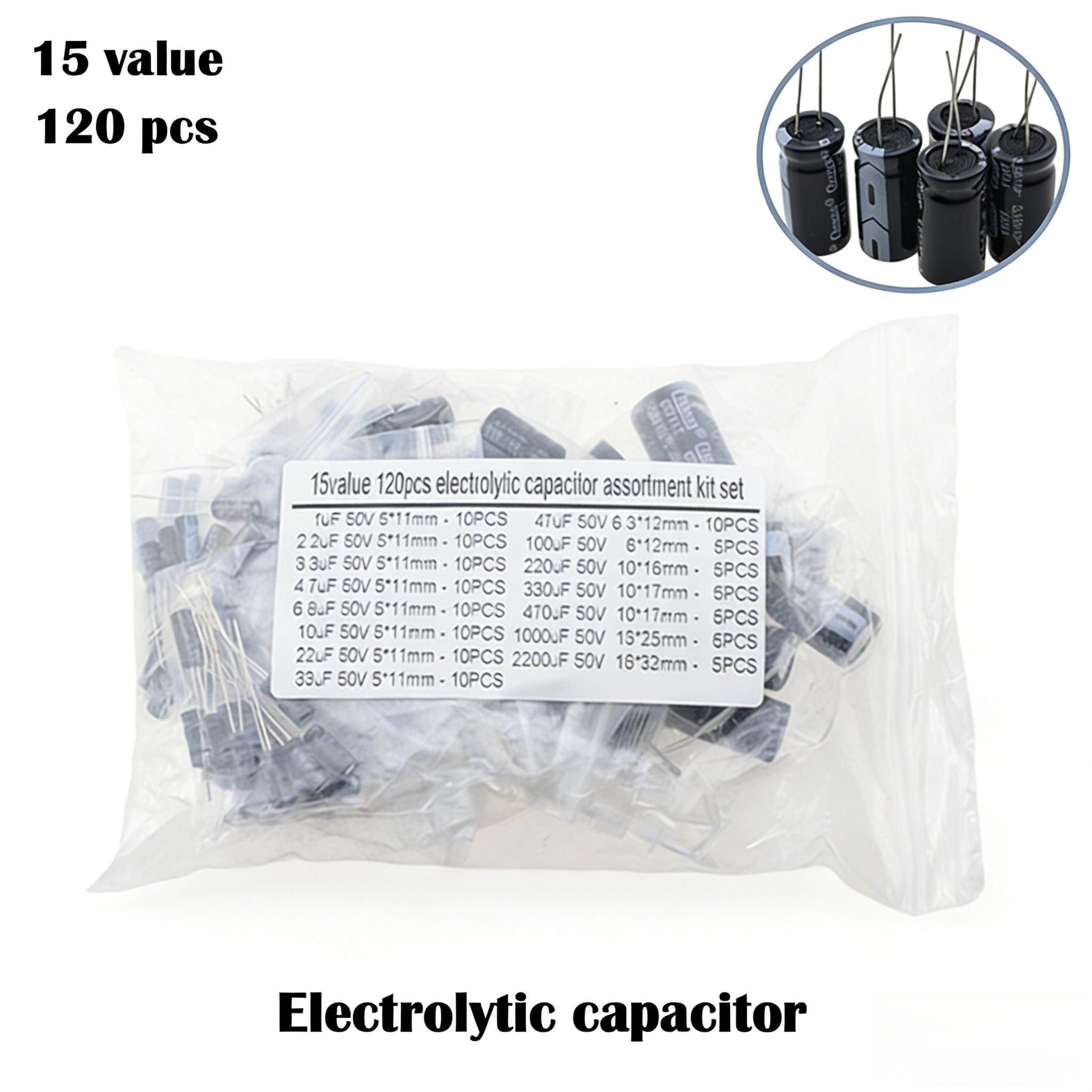 120PCS 15 Values Aluminum Elec – обзор и цена Electronics Repair Hobby